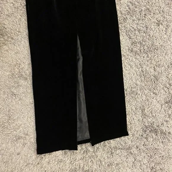 Kay Unger Formal Black Silk Blend Velvet Maxi Skirt High Back Slit Size 4